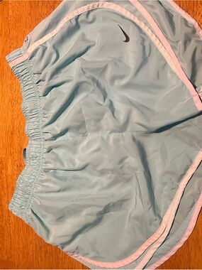 Nike Women's Ice Blue Running Shorts with Pink Trim